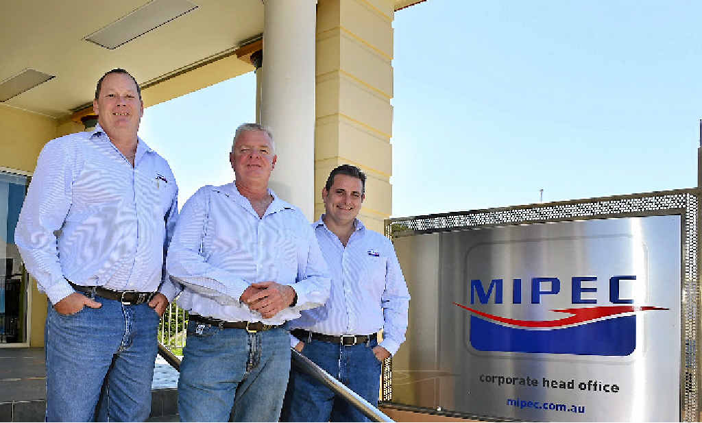 MILESTONES: MIPEC’s Errol Milevskiy, Steve Beale and Ken Brundell at their new head office in Gladstone. MILESTONES: MIPEC’s Errol Milevskiy, Steve Beale and Ken Brundell at their new head office in Gladstone.