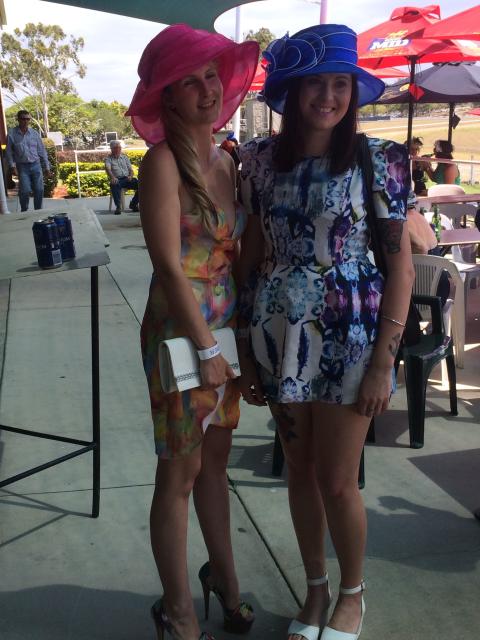 Zoe Ahern and Rose Mills at the Gladstone Turf Club for Melbourne Cup Day. Zoe Ahern and Rose Mills at the Gladstone Turf Club for Melbourne Cup Day.