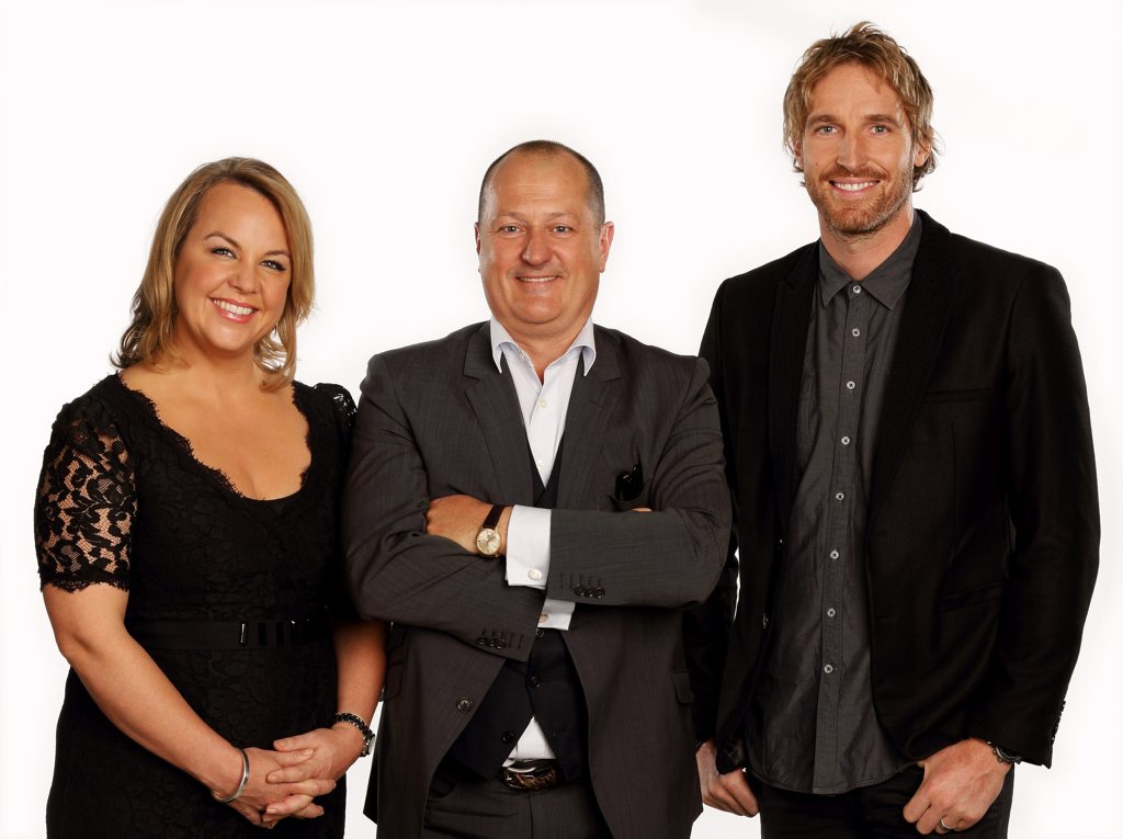 Russel Howcroft, centre, joins Recipe To Riches experts Carolyn Creswell and Darren Robertson. Russel Howcroft, centre, joins Recipe To Riches experts Carolyn Creswell and Darren Robertson.