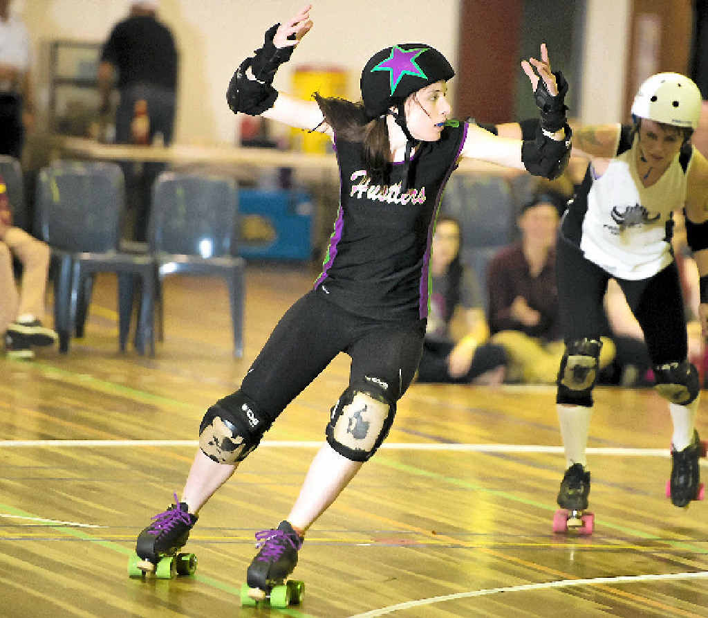 ON A ROLL: Slayer Swift during the Harbour City Hustlers’ home bout against Paradise City at the Gladstone PCYC. ON A ROLL: Slayer Swift during the Harbour City Hustlers’ home bout against Paradise City at the Gladstone PCYC.