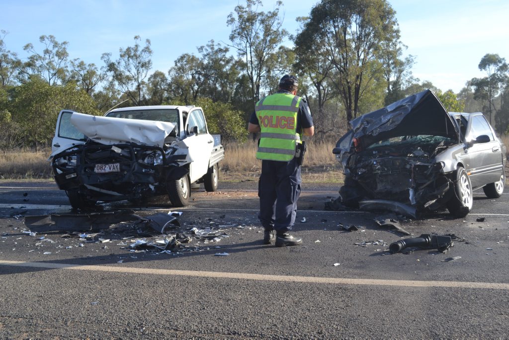 Head on collision west of Chinchilla. Photo Chris Honnery / Chinchilla News Head on collision west of Chinchilla. Photo Chris Honnery / Chinchilla News