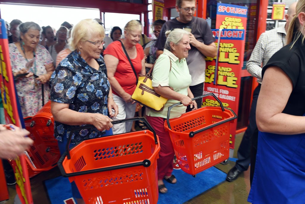 The first customers file in as Hervey Bay Spotlight opens its doors. The first customers file in as Hervey Bay Spotlight opens its doors.