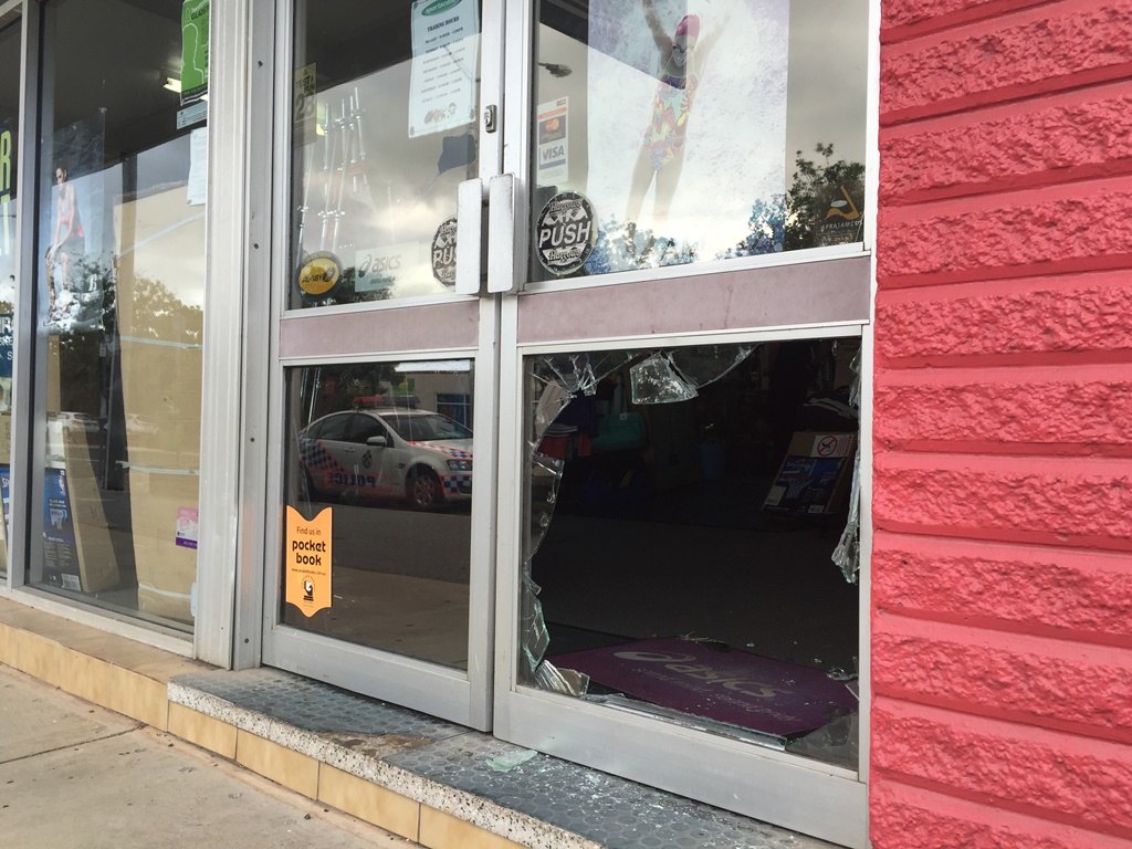 Gladstone's Sportscene store on Toolooa St was broken into on Monday night. Gladstone's Sportscene store on Toolooa St was broken into on Monday night.