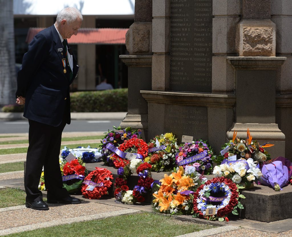LEST WE FORGET: Korean War veteran Danny Matthews at the Remembrance Day ceremony in Bourbong Street. Photo: Mike Knott / NewsMail