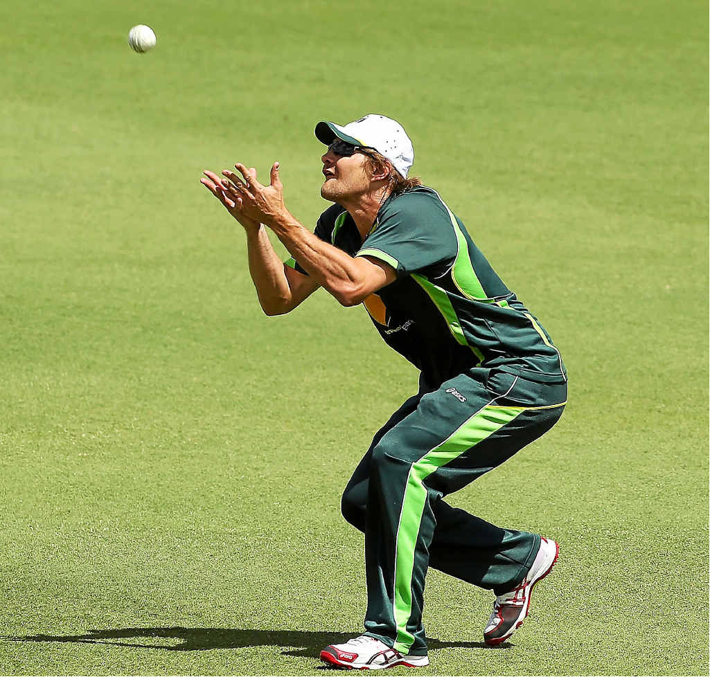 HARD WORK: Shane Watson practises fielding during an Australian training session at the WACA yesterday. HARD WORK: Shane Watson practises fielding during an Australian training session at the WACA yesterday.