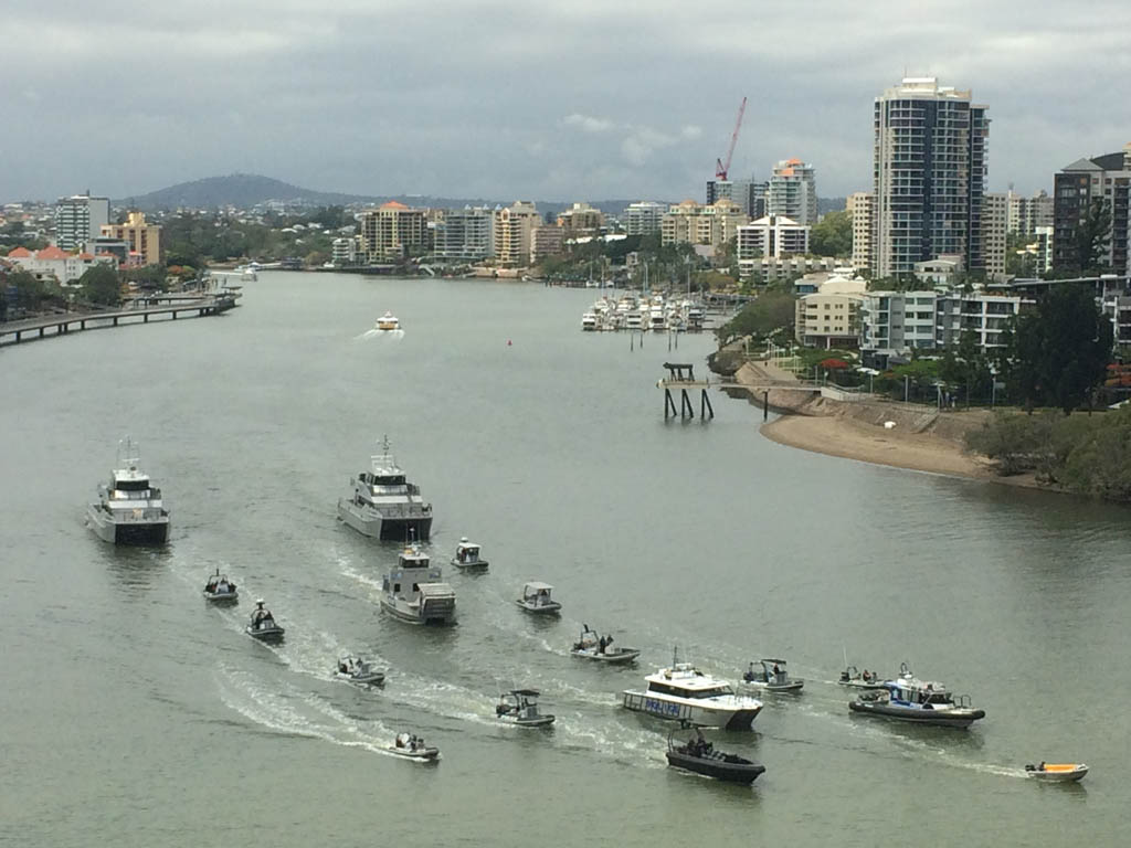 The QPS flotilla was mobilised after an accountant was caught with a cigarette containing marijuana. The QPS flotilla was mobilised after an accountant was caught with a cigarette containing marijuana.