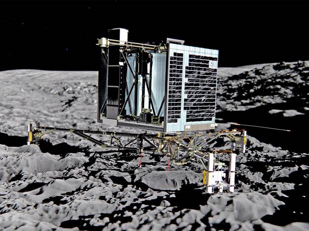 An artist's impression of the comet landing. An artist's impression of the comet landing.