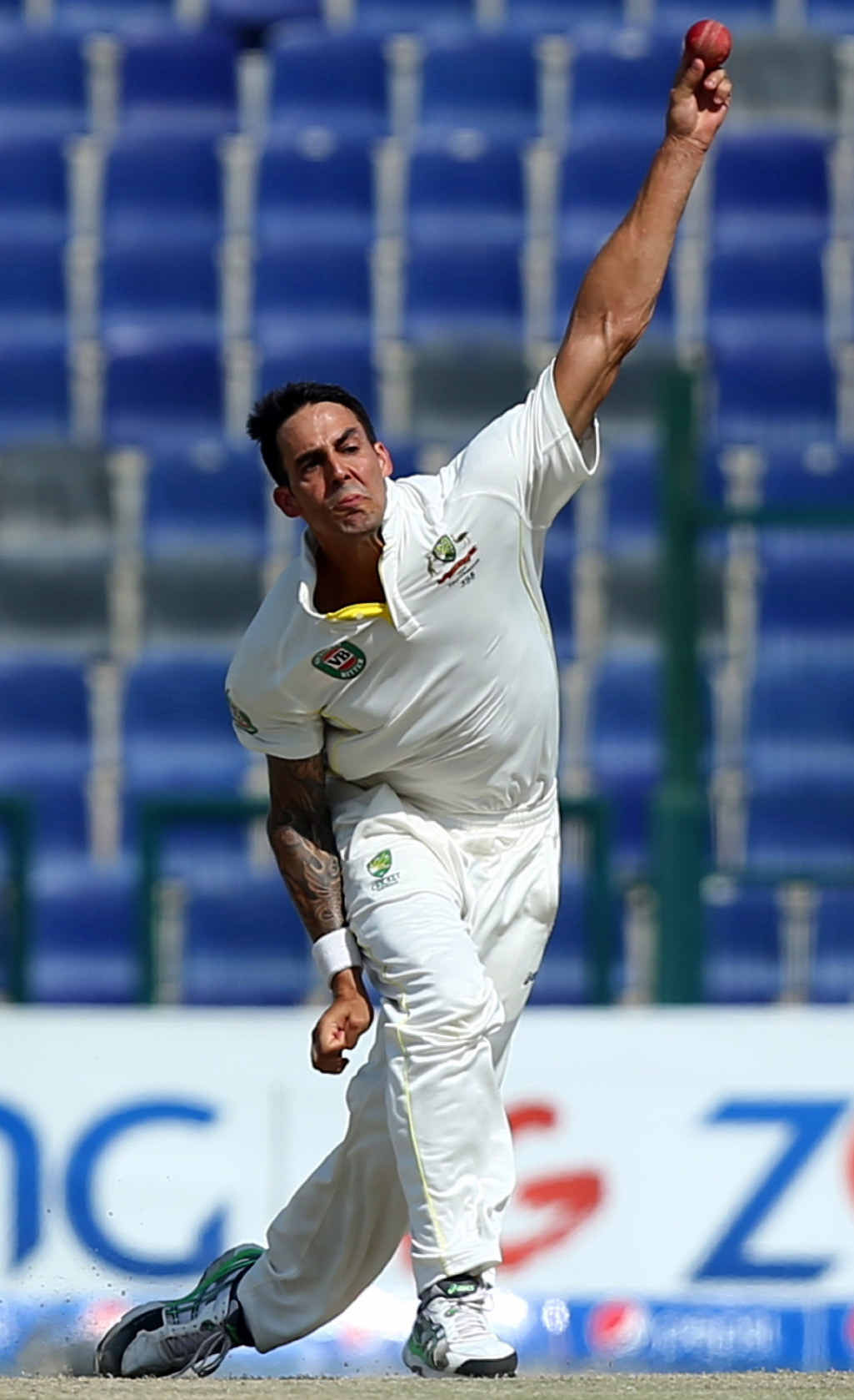 SPEARHEAD: Australian bowler Mitchell Johnson steams in against Pakistan during the second Test in Abu Dhabi earlier this month. SPEARHEAD: Australian bowler Mitchell Johnson steams in against Pakistan during the second Test in Abu Dhabi earlier this month.