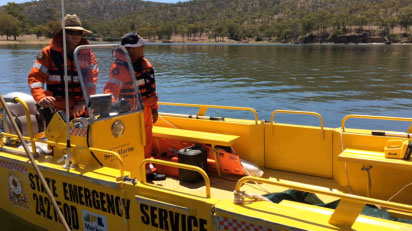 The State Emergency Service searching Eungella Dam for the missing man. The State Emergency Service searching Eungella Dam for the missing man.