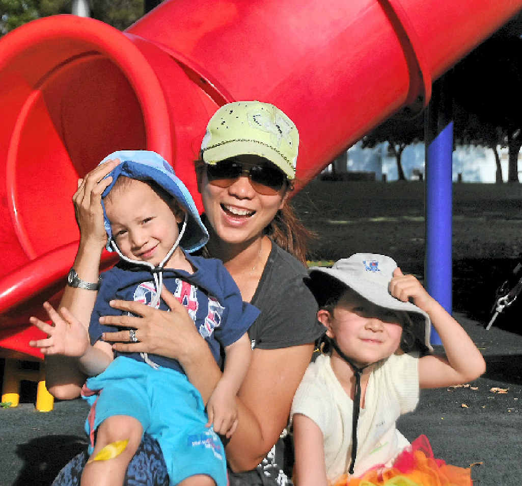 TIME OUT: Nicole Davy and her children Lincoln, 2, and Cordelia, 4, love spending their days together at the Marina Parklands. TIME OUT: Nicole Davy and her children Lincoln, 2, and Cordelia, 4, love spending their days together at the Marina Parklands.