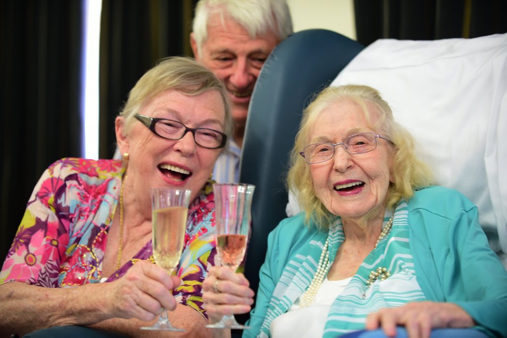 Image for sale: Monica Guy turned 108 surrounded by family and friends. Pictured with her daughter, Heather Wade. Photo: Cade Mooney / Sunshine Coast Daily