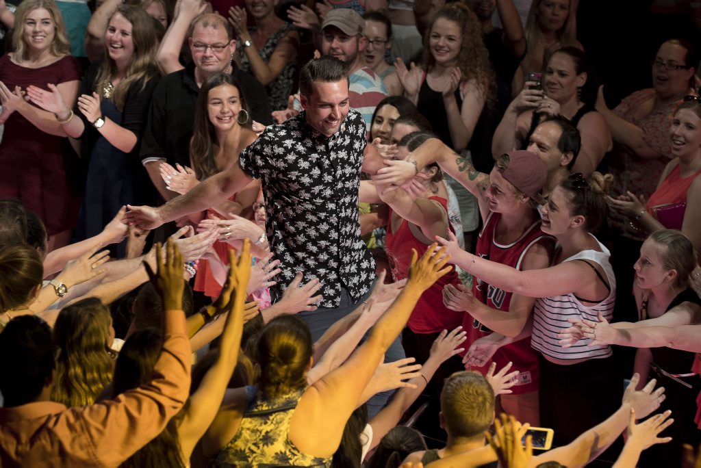 Big Brother evictee David Hodis greets fans at Dreamworld. Big Brother evictee David Hodis greets fans at Dreamworld.