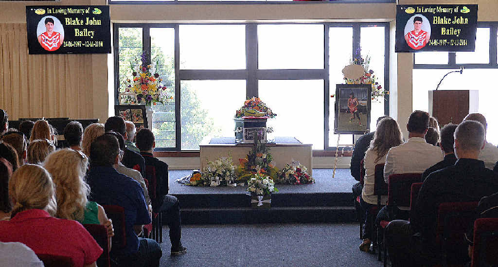 Mourners paid tribute to Blake Bailey during a moving ceremony at the Newhaven Funerals’ chapel yesterday. Mourners paid tribute to Blake Bailey during a moving ceremony at the Newhaven Funerals’ chapel yesterday.