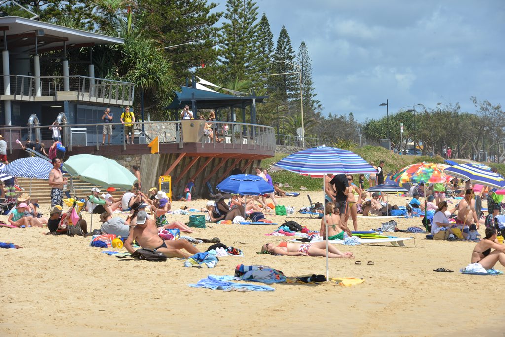 Plenty of sun on a busy day Mooloolaba Beach. Plenty of sun on a busy day Mooloolaba Beach.