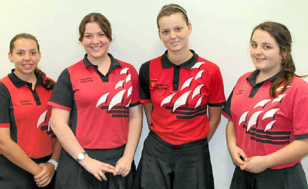 SUCCESS: The Year 12 Trinity College graduates (from left) Tia Tassin, Nastasha Gernetzky, Natasha Hamilton and Monica Mattingley. SUCCESS: The Year 12 Trinity College graduates (from left) Tia Tassin, Nastasha Gernetzky, Natasha Hamilton and Monica Mattingley.