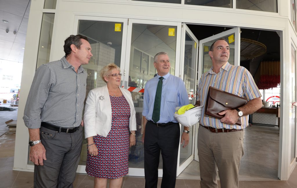 L-R Andrew Beaumont, Michelle Landry, Michale McCormack MP, and Grant Cassidy take a tour around the Empire as it nears completion in Rockhampton. Photo: Chris Ison / The Morning Bulletin L-R Andrew Beaumont, Michelle Landry, Michale McCormack MP, and Grant Cassidy take a tour around the Empire as it nears completion in Rockhampton. Photo: Chris Ison / The Morning Bulletin
