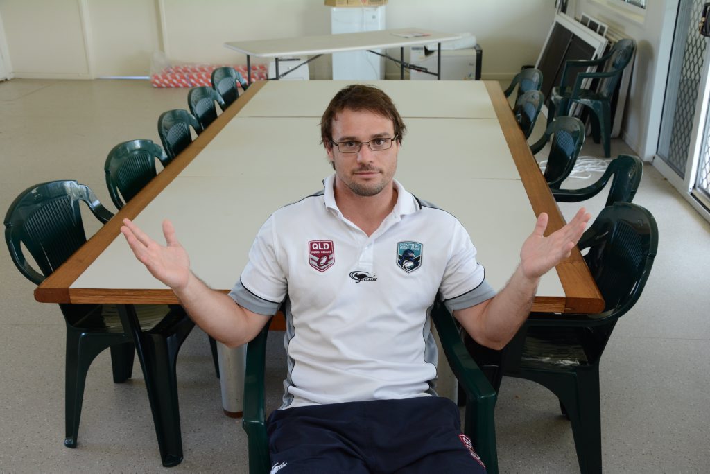 Gladstone District Rugby League operations manager Casey Bromilow sits at the table which has twice expected to host an AGM. The meetings were cancelled due to not having enough people. Gladstone District Rugby League operations manager Casey Bromilow sits at the table which has twice expected to host an AGM. The meetings were cancelled due to not having enough people.