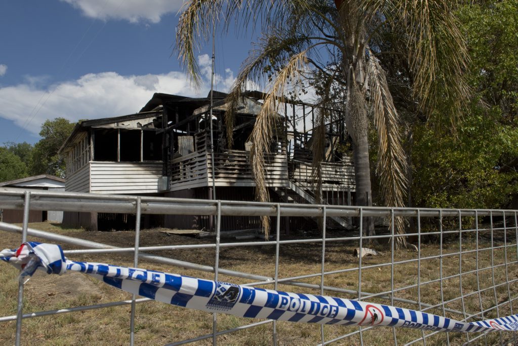 Police tape at the scene of a house fire on Clarke St, Clifton. Police tape at the scene of a house fire on Clarke St, Clifton.