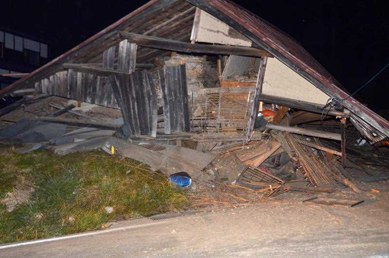 A house is collapsed after a strong earthquake hit in Hakuba, Nagano Prefecture, central Japan, Saturday, Nov. 22, 2014. The magnitude-6.8 earthquake struck the mountainous area of central Japan Saturday night, causing at least one building to collapse and injuring several people, according to Japanese media reports. No tsunami warning was issued. A house is collapsed after a strong earthquake hit in Hakuba, Nagano Prefecture, central Japan, Saturday, Nov. 22, 2014. The magnitude-6.8 earthquake struck the mountainous area of central Japan Saturday night, causing at least one building to collapse and injuring several people, according to Japanese media reports. No tsunami warning was issued.
