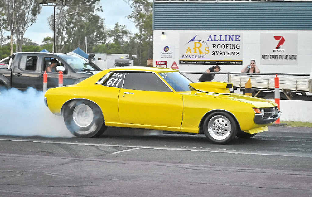 SMOKING UP: Burua’s Frank Bogart in his Toyota Celica at the final round of CQDRA’s drag racing at Benaraby Raceway. SMOKING UP: Burua’s Frank Bogart in his Toyota Celica at the final round of CQDRA’s drag racing at Benaraby Raceway.