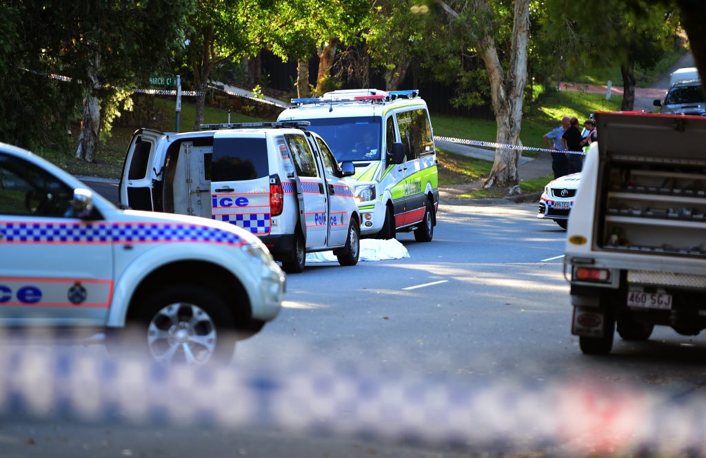 The scene of the Tewantin police shooting. The scene of the Tewantin police shooting.