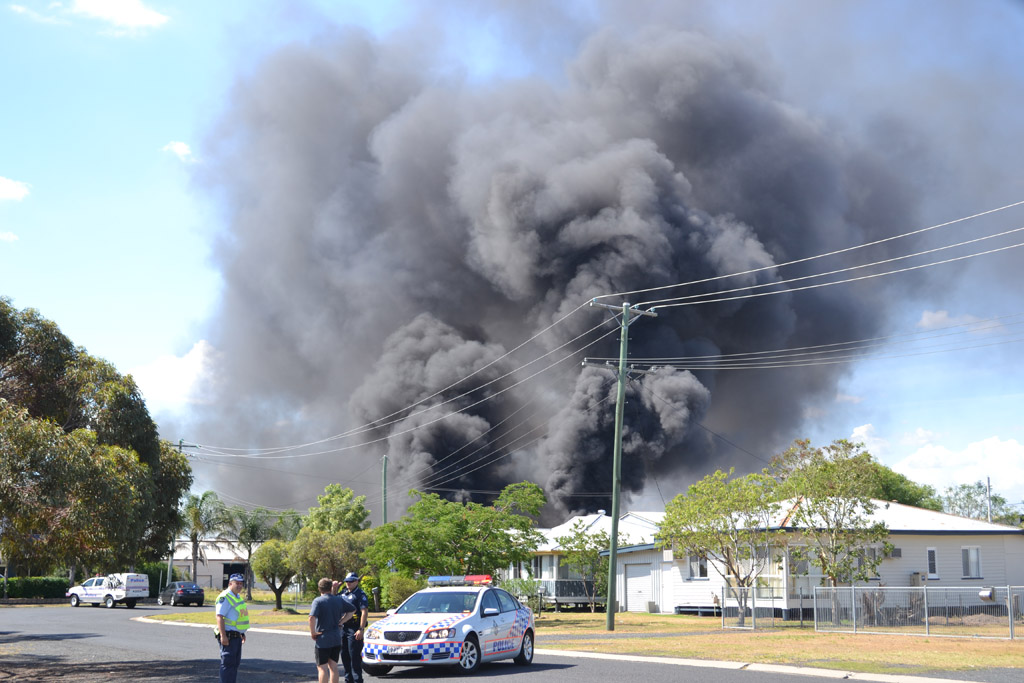 Smoke billows from the scene of a gas explosion in Dalby. Smoke billows from the scene of a gas explosion in Dalby.