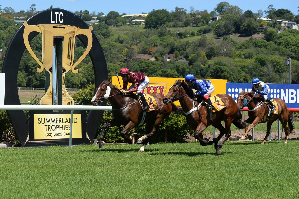 Winner Amazing Rosais ridden by Chris Maund, Race 2, Evans Head Cup at Lismore Turf Club. Winner Amazing Rosais ridden by Chris Maund, Race 2, Evans Head Cup at Lismore Turf Club.