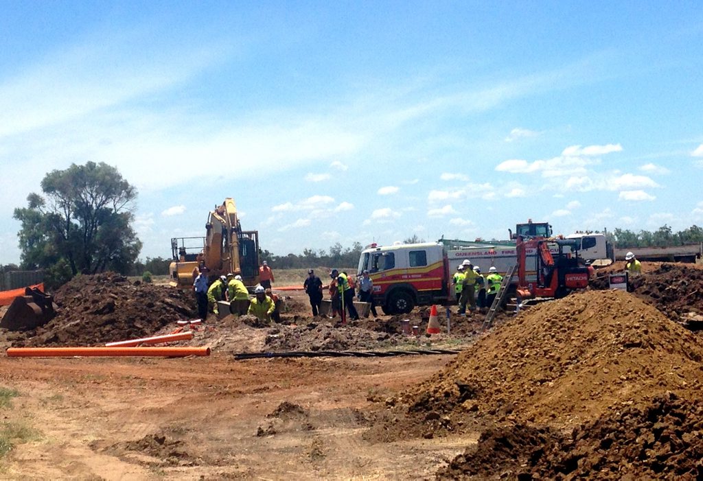 Worker trapped on Pilot Farm Rd. Worker trapped on Pilot Farm Rd.