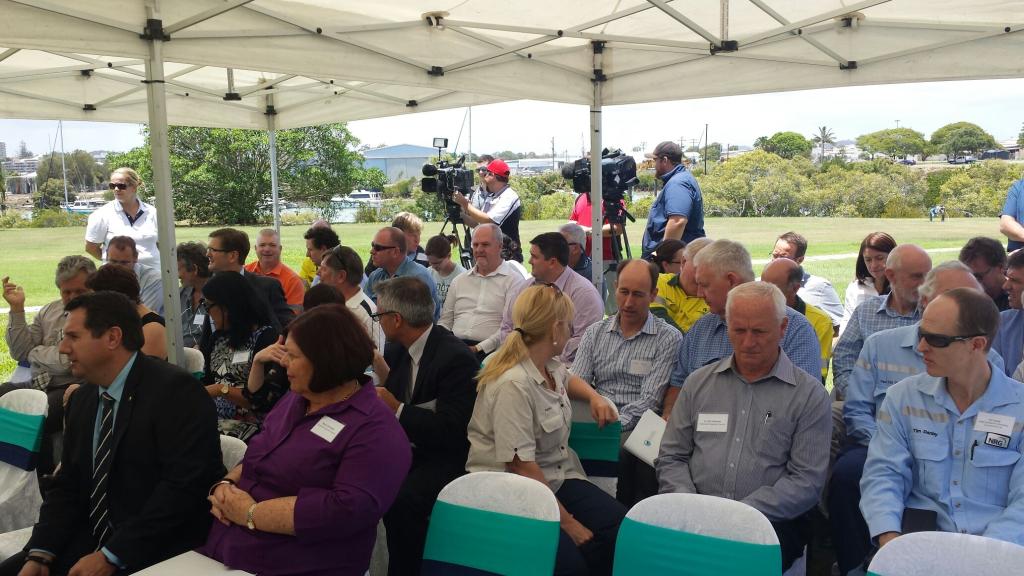State Environment Minister Andrew Powell (front left) is in Gladstone for the launch of the first Gladstone Healthy Harbour Partnership report card. State Environment Minister Andrew Powell (front left) is in Gladstone for the launch of the first Gladstone Healthy Harbour Partnership report card.