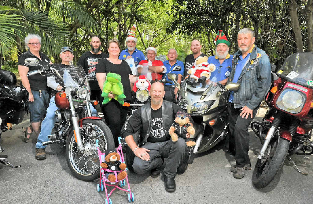 THEY COME BEARING GIFTS: Gladstone Ulysses members Clyde Luck, Archie Draper and Chris Hixon are all geared-up for this year’s Toy Run on Saturday, December 6. THEY COME BEARING GIFTS: Gladstone Ulysses members Clyde Luck, Archie Draper and Chris Hixon are all geared-up for this year’s Toy Run on Saturday, December 6.