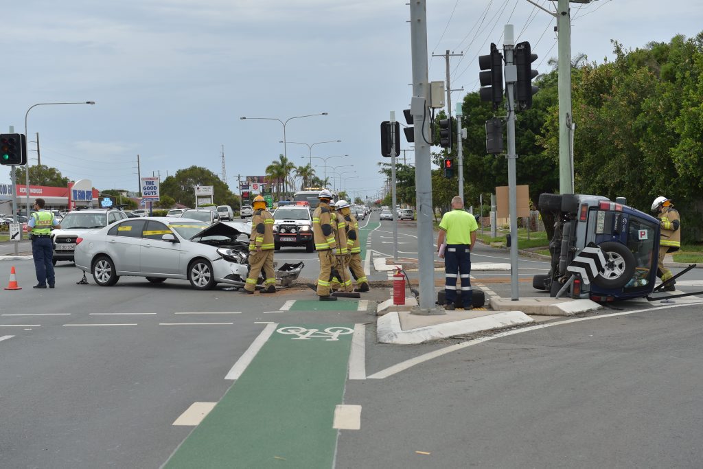 Traffic crash on the Nicklin Way on the corner of Minkara Street. Photo: Brett Wortman / Sunshine Coast Daily Traffic crash on the Nicklin Way on the corner of Minkara Street. Photo: Brett Wortman / Sunshine Coast Daily