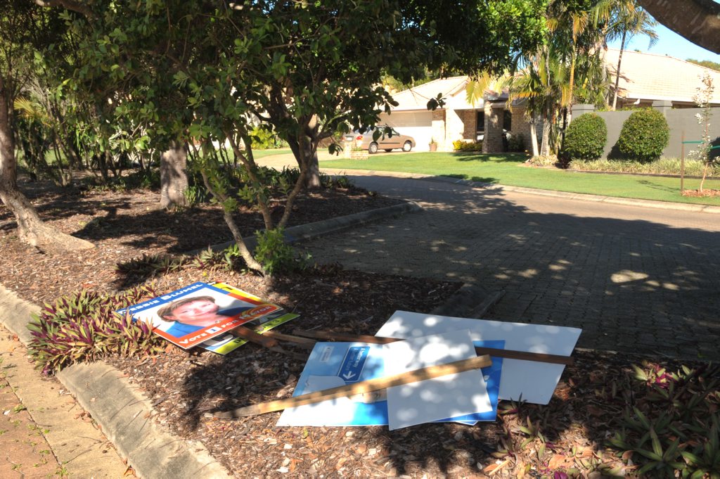 SIGN CITY: Election signs will litter city if LNP court challenge gets up, warns Cr Paul Tully. SIGN CITY: Election signs will litter city if LNP court challenge gets up, warns Cr Paul Tully.