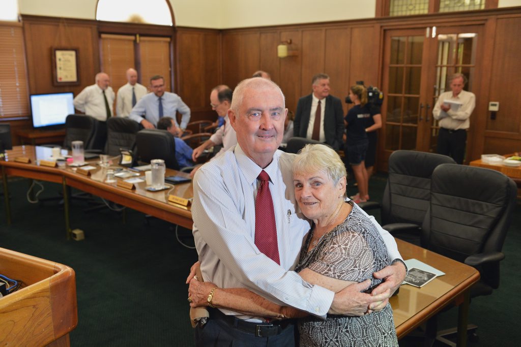Gympie Regional Council Mayor, Ron Dyne, announces his resignation due to ailing health. Farewell to Mayor Ron Dyne with his wife Dulcie. Photo: Greg Miller / Gympie Times Gympie Regional Council Mayor, Ron Dyne, announces his resignation due to ailing health. Farewell to Mayor Ron Dyne with his wife Dulcie. Photo: Greg Miller / Gympie Times