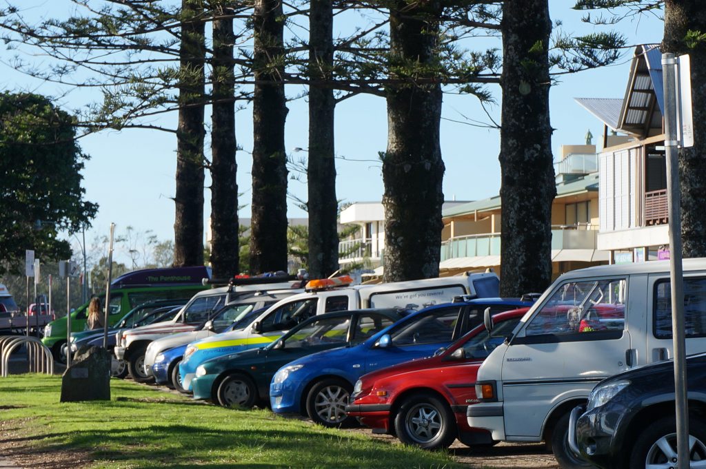 PARKING: Always at a premium down in Byron Bay CBD. PARKING: Always at a premium down in Byron Bay CBD.