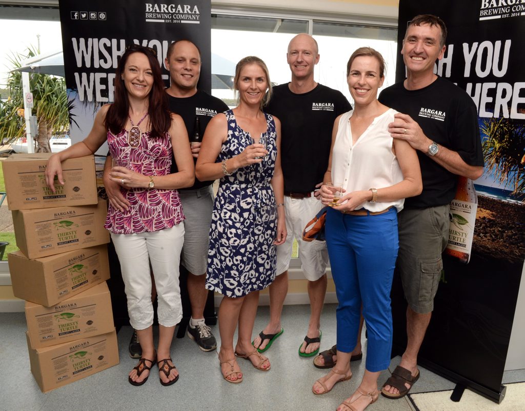 OUR OWN BEER: Estelle and Alex Pretorius, Jacinta and Jack Millbank, and Kirsty and Tim Hill are proud to be launching Bundaberg's newest brew, the Thirsty Turtle, the signature product of the Bargara Brewing Company. Photo: Max Fleet / NewsMail OUR OWN BEER: Estelle and Alex Pretorius, Jacinta and Jack Millbank, and Kirsty and Tim Hill are proud to be launching Bundaberg's newest brew, the Thirsty Turtle, the signature product of the Bargara Brewing Company. Photo: Max Fleet / NewsMail