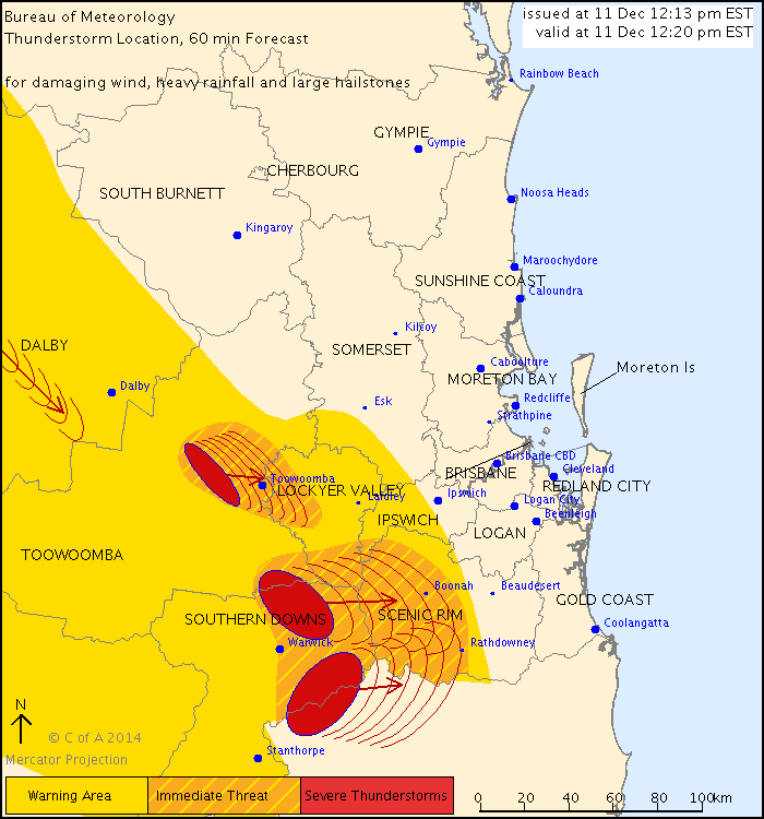 A severe storm warning issued on December 11. A severe storm warning issued on December 11.