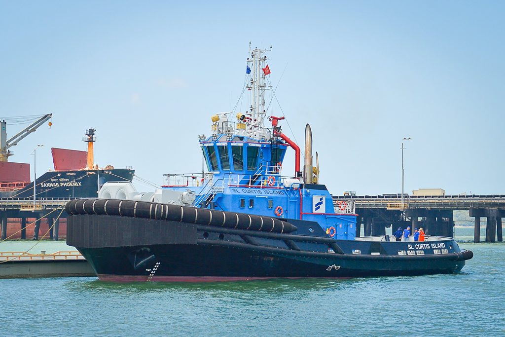 MORE TUG BOATS: The first LNG tugboat, SL Curtis Island, arrived in December. The third tug boat has since arrived. MORE TUG BOATS: The first LNG tugboat, SL Curtis Island, arrived in December. The third tug boat has since arrived.