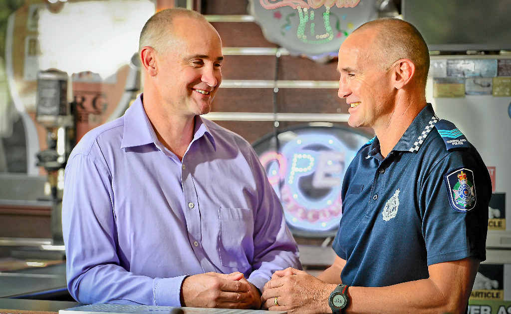 HEY BRO: Gladstone-born twins Glenn and Wayne Butcher are often mistaken for each other. HEY BRO: Gladstone-born twins Glenn and Wayne Butcher are often mistaken for each other.