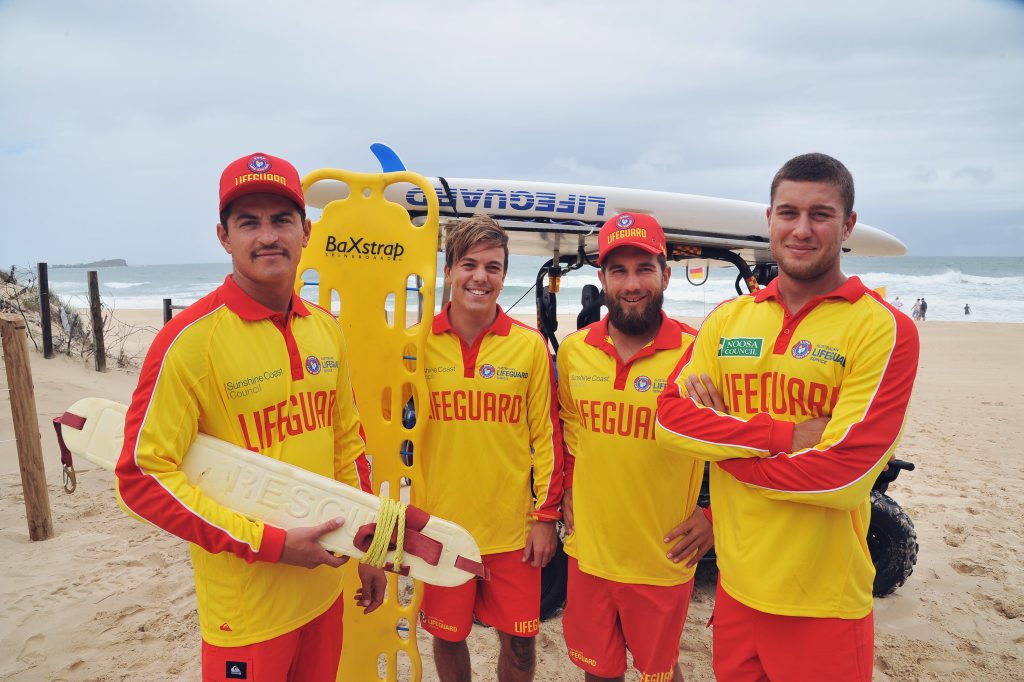 International Lifeguards on the Sunshine Coast for the summer season from left is Mat Meyer, Bert Wight, Guy Holling and Houston Park. Photo: Greg Miller / Sunshine Coast Daily International Lifeguards on the Sunshine Coast for the summer season from left is Mat Meyer, Bert Wight, Guy Holling and Houston Park. Photo: Greg Miller / Sunshine Coast Daily