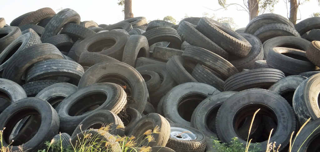 A large stockpile of used car and truck tyres at the Haigslea property. A large stockpile of used car and truck tyres at the Haigslea property.