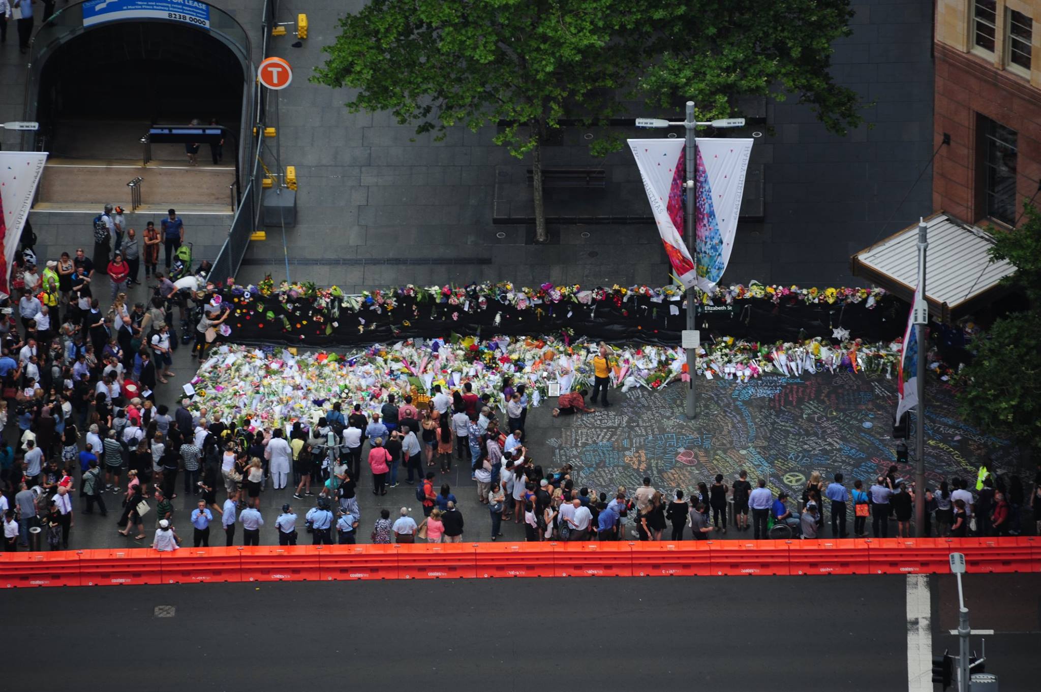 A view of Martin Place from above, as Australia mourns the lost lives of two hostages after a gunman threatened 17 people in Sydney's Lindt Chocolate Cafe A view of Martin Place from above, as Australia mourns the lost lives of two hostages after a gunman threatened 17 people in Sydney's Lindt Chocolate Cafe