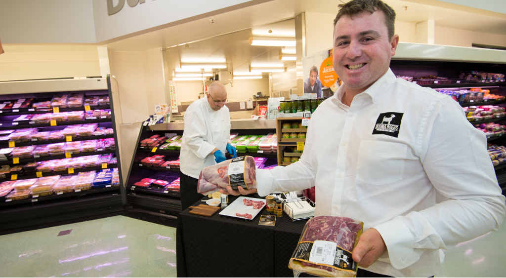 DORRIGO COUP: Justin Gilbert, from Booma Boers, with goat meat products now stocked by Woolworths. Photo: Trevor Veale DORRIGO COUP: Justin Gilbert, from Booma Boers, with goat meat products now stocked by Woolworths. Photo: Trevor Veale