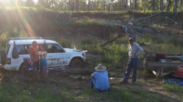 Steven Van Lonkhuyzen and his sons were found at Expedition National Park where they were stranded for 11 days. Photo: Queensland Police Steven Van Lonkhuyzen and his sons were found at Expedition National Park where they were stranded for 11 days. Photo: Queensland Police