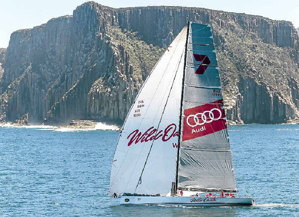 Wild Oats X1 on the way to Constitution Dock in Hobart yesterday. Wild Oats X1 on the way to Constitution Dock in Hobart yesterday.