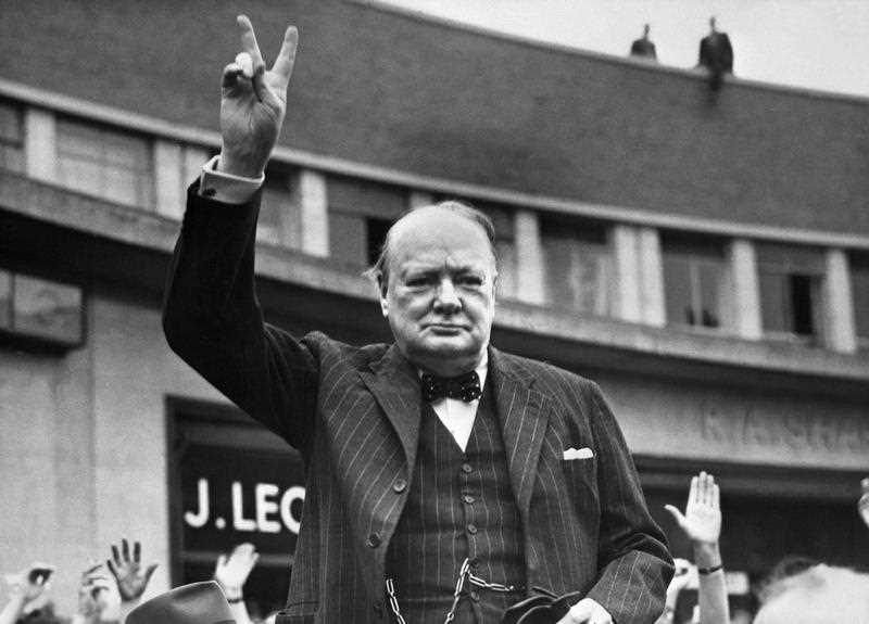 Undated picture of Sir Winston Churchill making the victory sign. Undated picture of Sir Winston Churchill making the victory sign.