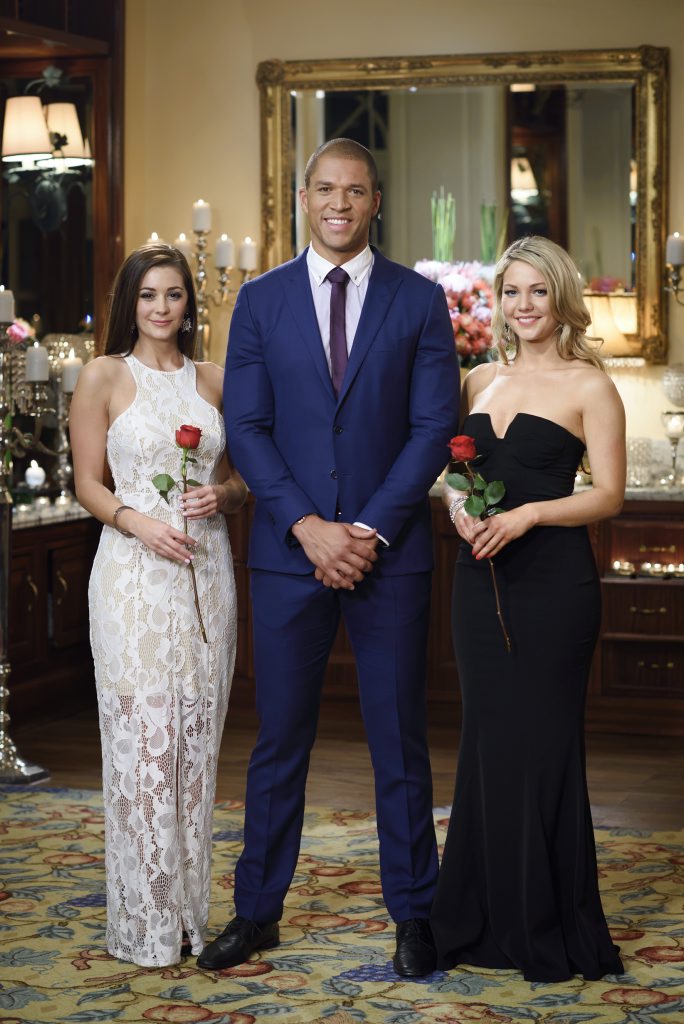 Lisa Hyde, Blake Garvey and Sam Frost in a scene from The Bachelor. Lisa Hyde, Blake Garvey and Sam Frost in a scene from The Bachelor.