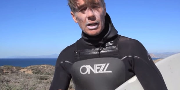 Aucklander Andrew Welsh watched his friend get dragged under water by a great white. Photo / Screenshot / Tribune Aucklander Andrew Welsh watched his friend get dragged under water by a great white. Photo / Screenshot / Tribune