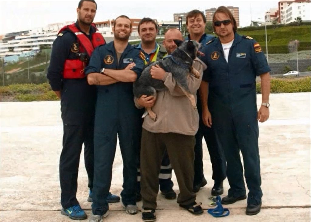 Mark Hughes and Shelia with the helicopter crew who rescued them. Photo Contributed Mark Hughes and Shelia with the helicopter crew who rescued them. Photo Contributed