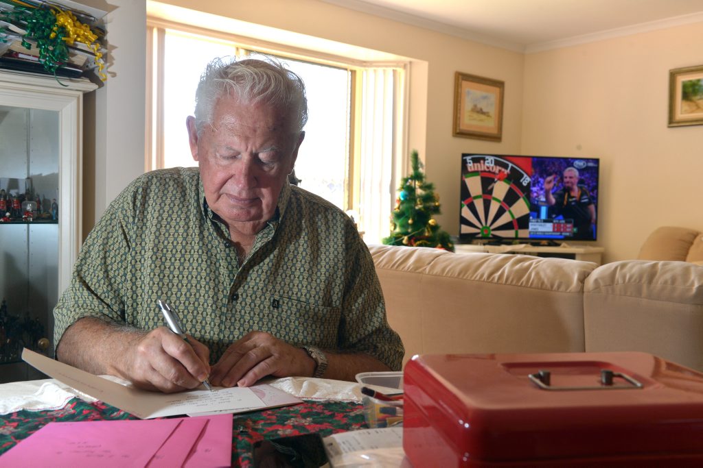 Image for sale: Caloundra resident Frank Goweris unhappy at the price increase in postage stamps. Photo: John McCutcheon / Sunshine Coast Daily