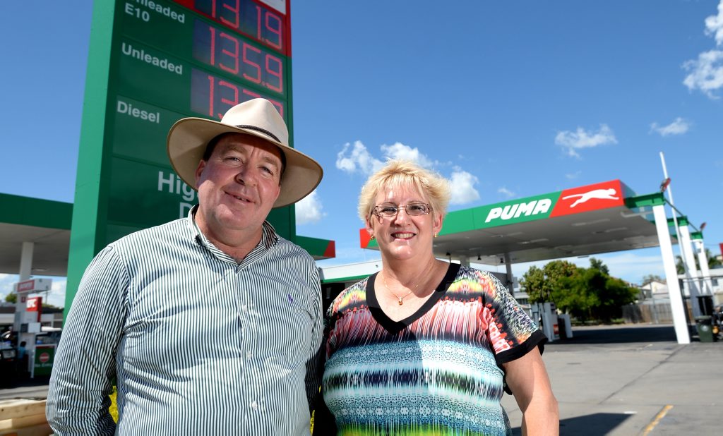 Bruce Young and Michelle Landry want to know what the price of fuel is in your area. Photo Allan Reinikka / The Morning Bulletin Bruce Young and Michelle Landry want to know what the price of fuel is in your area. Photo Allan Reinikka / The Morning Bulletin